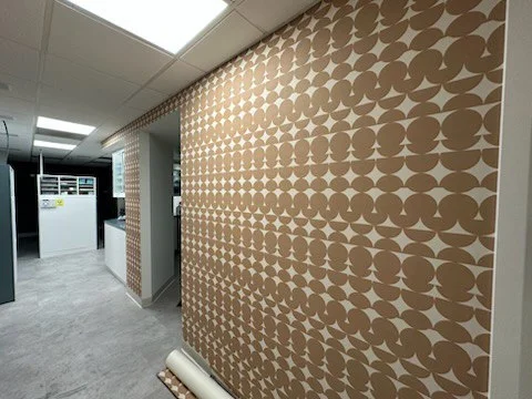 Commercial vinyl wallpaper installation